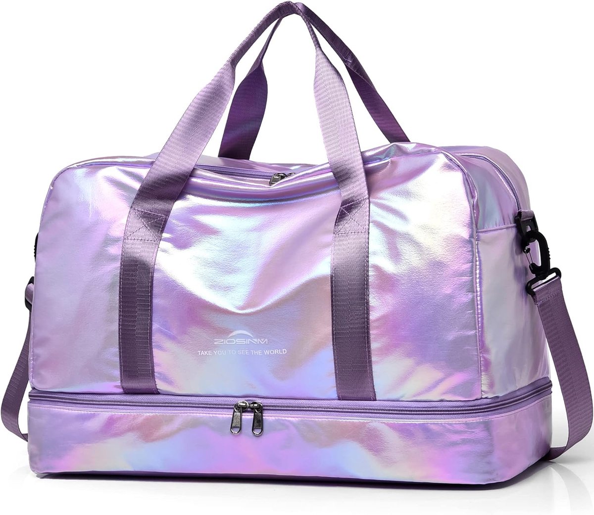 Sporttas 40 liter - Paarse glitter - Met schoenen- en natcompartiment - Ideaal voor fitness - SnelShoppen