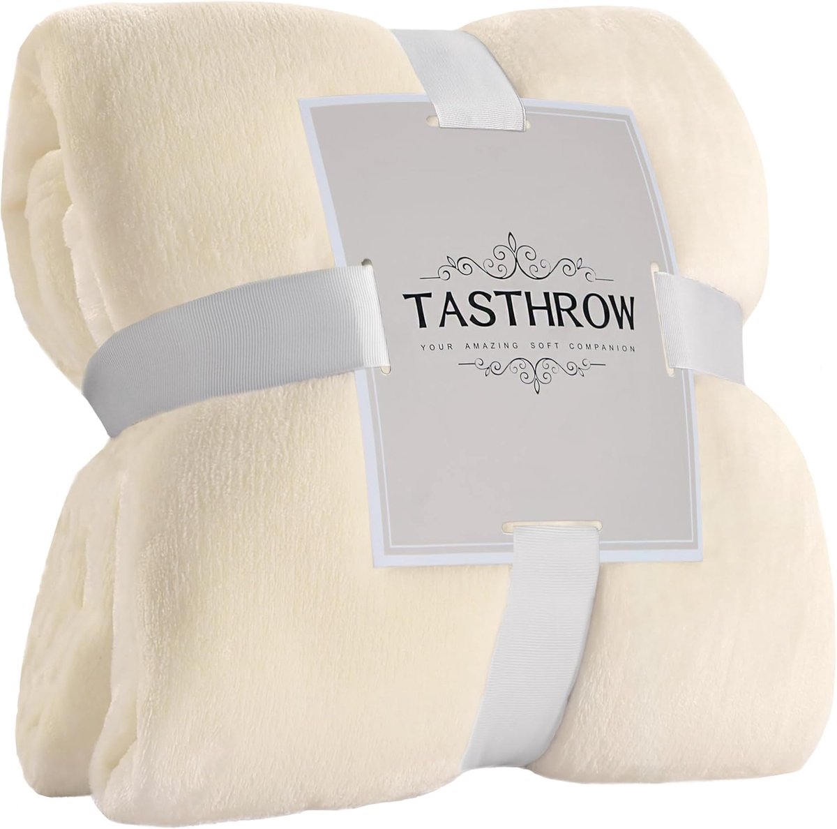 Fleece deken 150 x 200 cm - crème wit - super zacht en warm - ideaal voor bed en bank - SnelShoppen