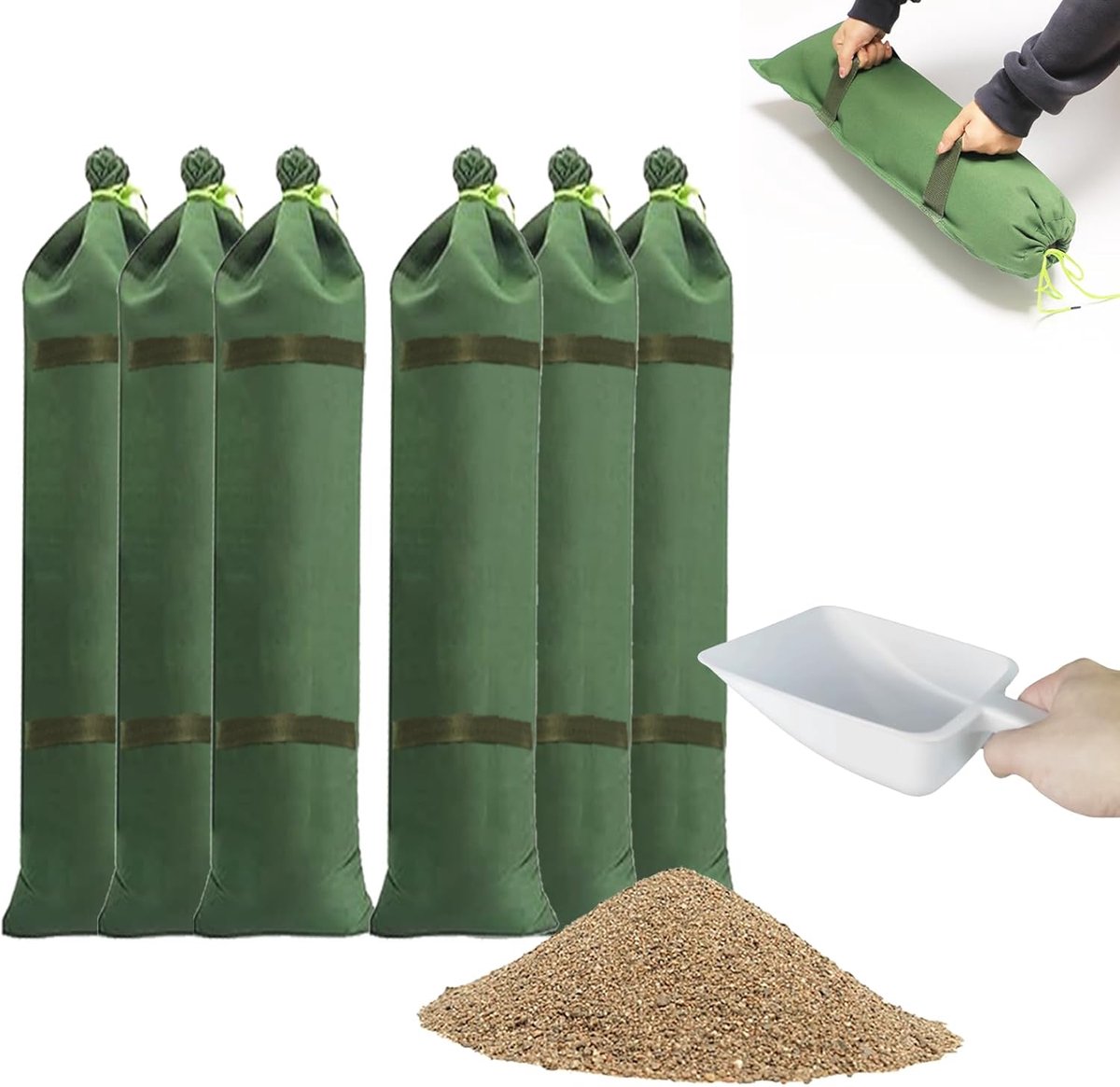 Sandzakken 90 x 20 cm - UV-bestendig en herbruikbaar - Inclusief schep - Bescherming tegen overstromingen - SnelShoppen