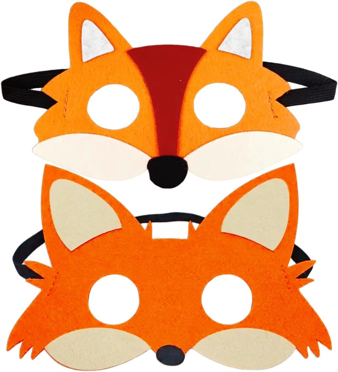 Fox mask set van 2 - oranje non-woven stof - schattige cartoonstijl - ideaal voor rollenspellen - SnelShoppen