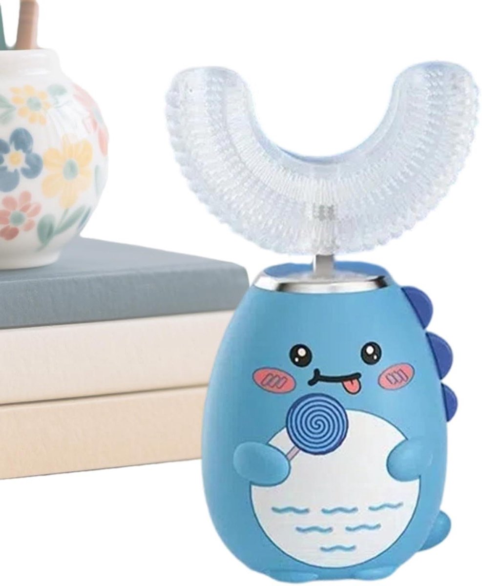 Elektrische Tandenborstel Kinderen - U-vormige Borstel - Mondhygiëne Verbeteren - Speels Cartoon Design - 1016 x 417 cm - Blauw