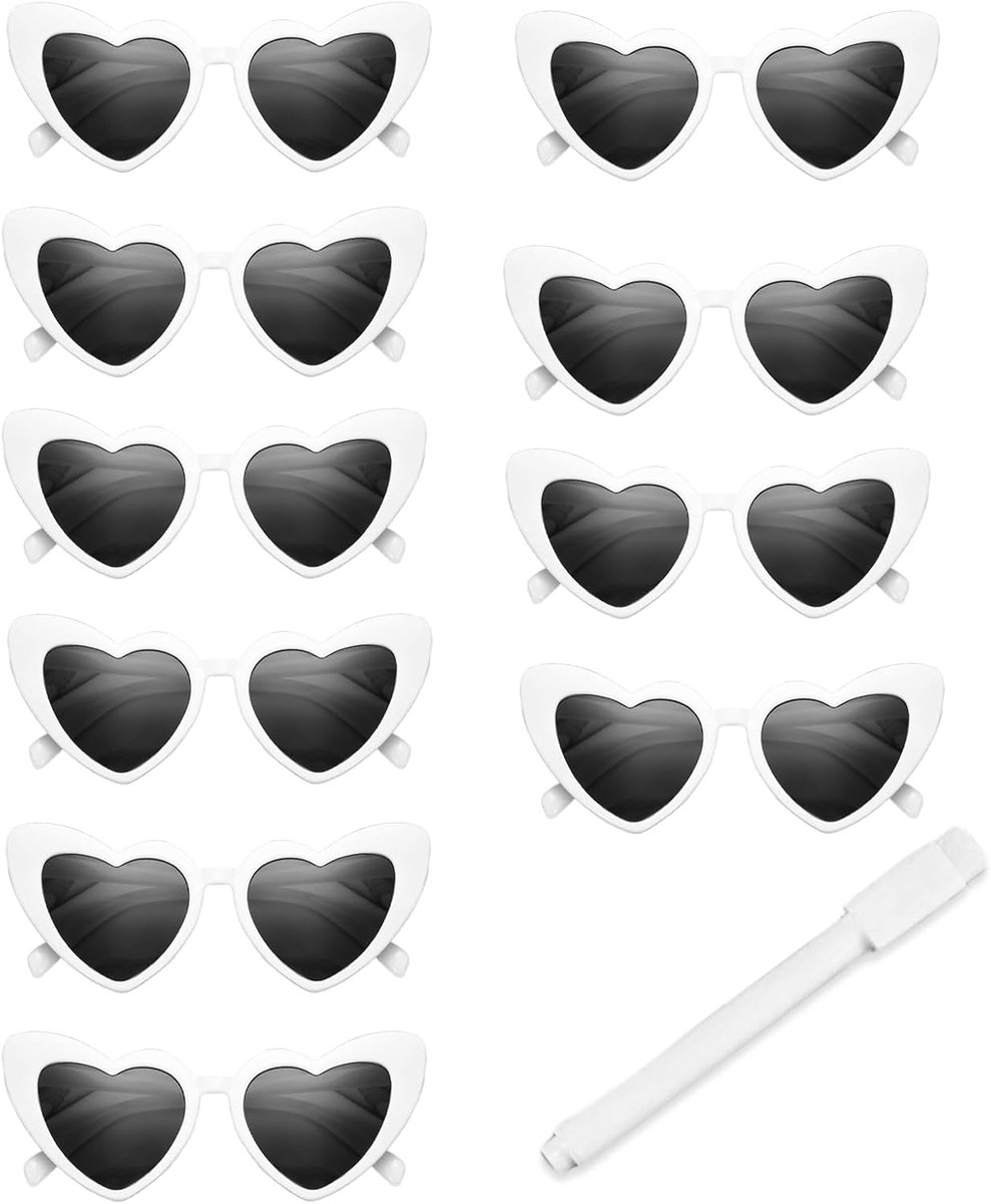 Zonnebril hart wit/zwart - gepersonaliseerd - ideaal voor bruiloften - creatieve decoratie- SnelShoppen