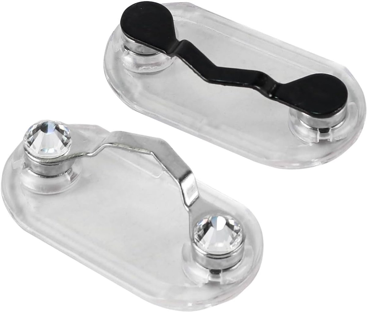 Magnetische brillenhouder 2 stuks - zwart en zilver - kledingveilig - handig voor opslag - SnelShoppen