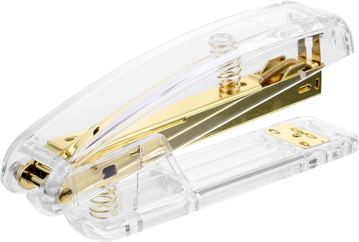 Nietmachine - nietpistool - nietpistol - mini nietmachine - Handnietmachine - Handnietmachine - Compact & Kleurrijk voor Kantoor, School en Reizen - 1stuk - Goud