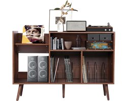 SNJY® Platenspeler Meubel - Platenspeler Kast - LP Houder - Platenhouder - 40D x 115B x 75H cm - Bruin