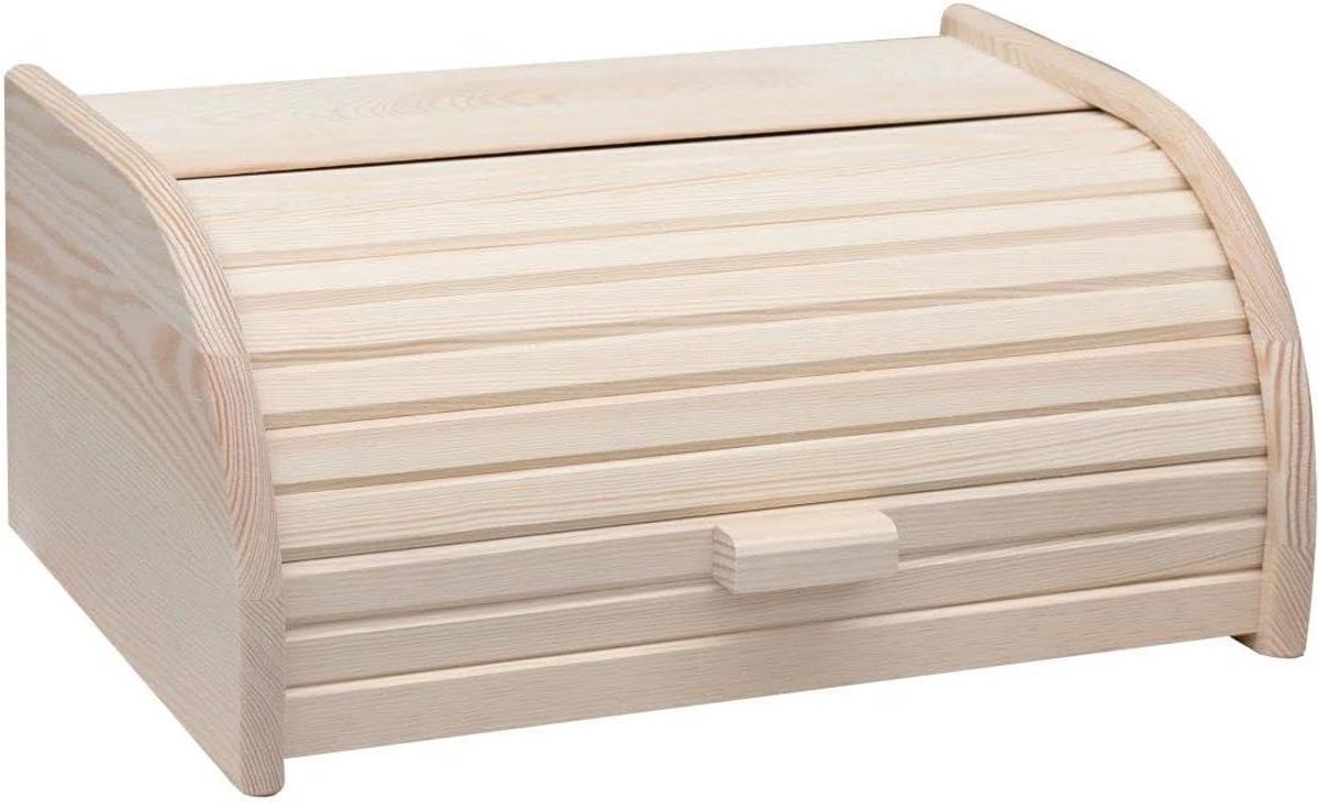 Broodtrommel Hout - Keuken Opberger - Brood Vers Houden - Flip-top Deksel - 40 x 28 x 18 cm - Houtkleur