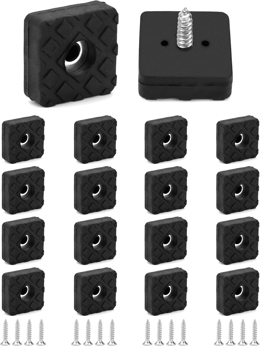 Rubberen voetjes 18 stuks - 22x22x9mm - Zwart - Antislip en schroefbevestiging voor meubels - SnelShoppen