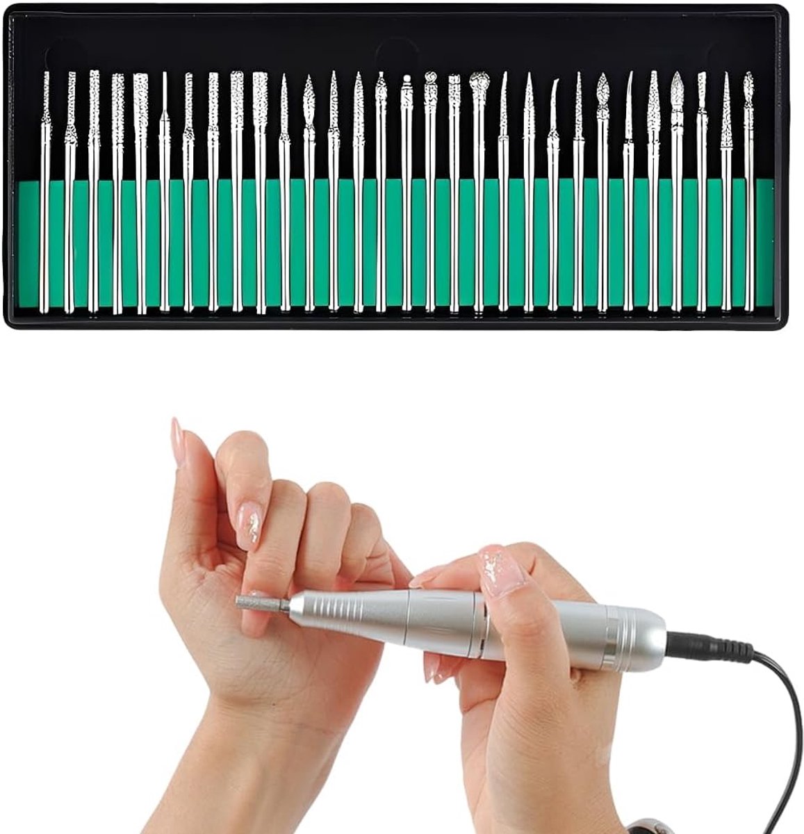 Manicureboorset 30-delig - Frees met spanhouder - Voor manicure en pedicure - Professioneel gereedschap - SnelShoppen