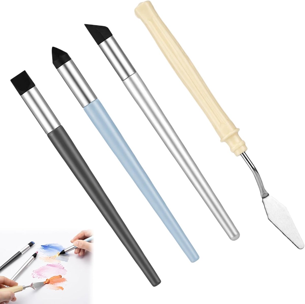 oliepastels menggereedschap set - 3 mengstiften + schraper - voor zachte kleurverloop - ideaal voor kunstenaars - SnelShoppen