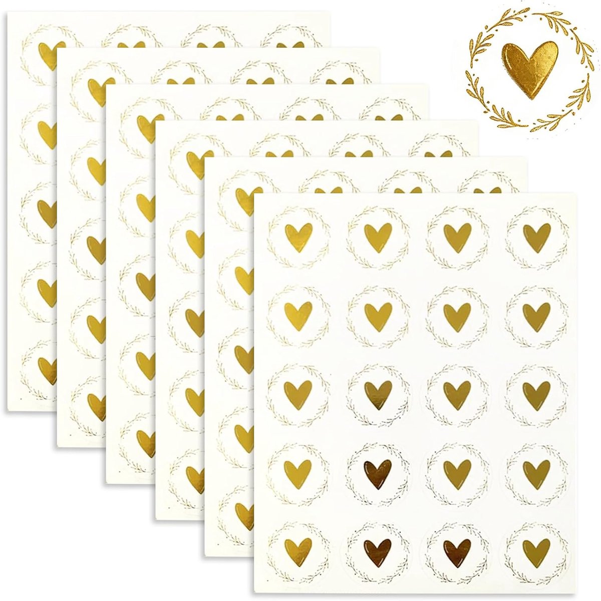 Waxzegel stickers hart 3,2 cm - zelfklevend goud - 120 stuks - voor brieven en uitnodigingen - SnelShoppen