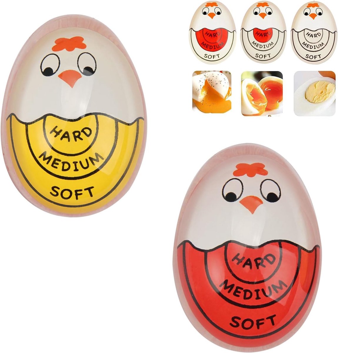 Eitimer 2 Stuks - Kleurveranderend - Resin Eitimer - Perfect voor Zacht, Medium of Hardgekookte Eieren - SnelShoppen