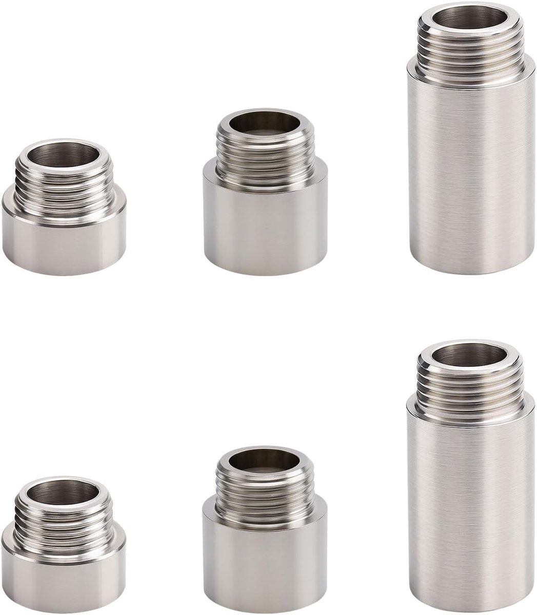 Faucet extension 1/2 inch - roestvrij staal - 6 stuks - flexibele aanpassing voor kranen - SnelShoppen