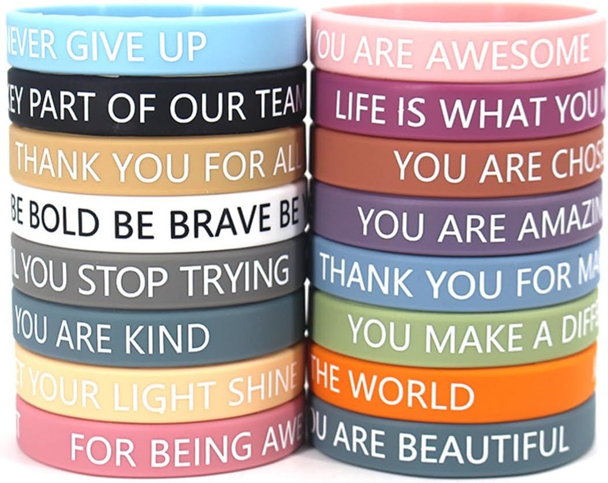 Silicone armbanden 32PCS - kleurrijk - inspirerende quotes - motivatie voor sportteams - SnelShoppen