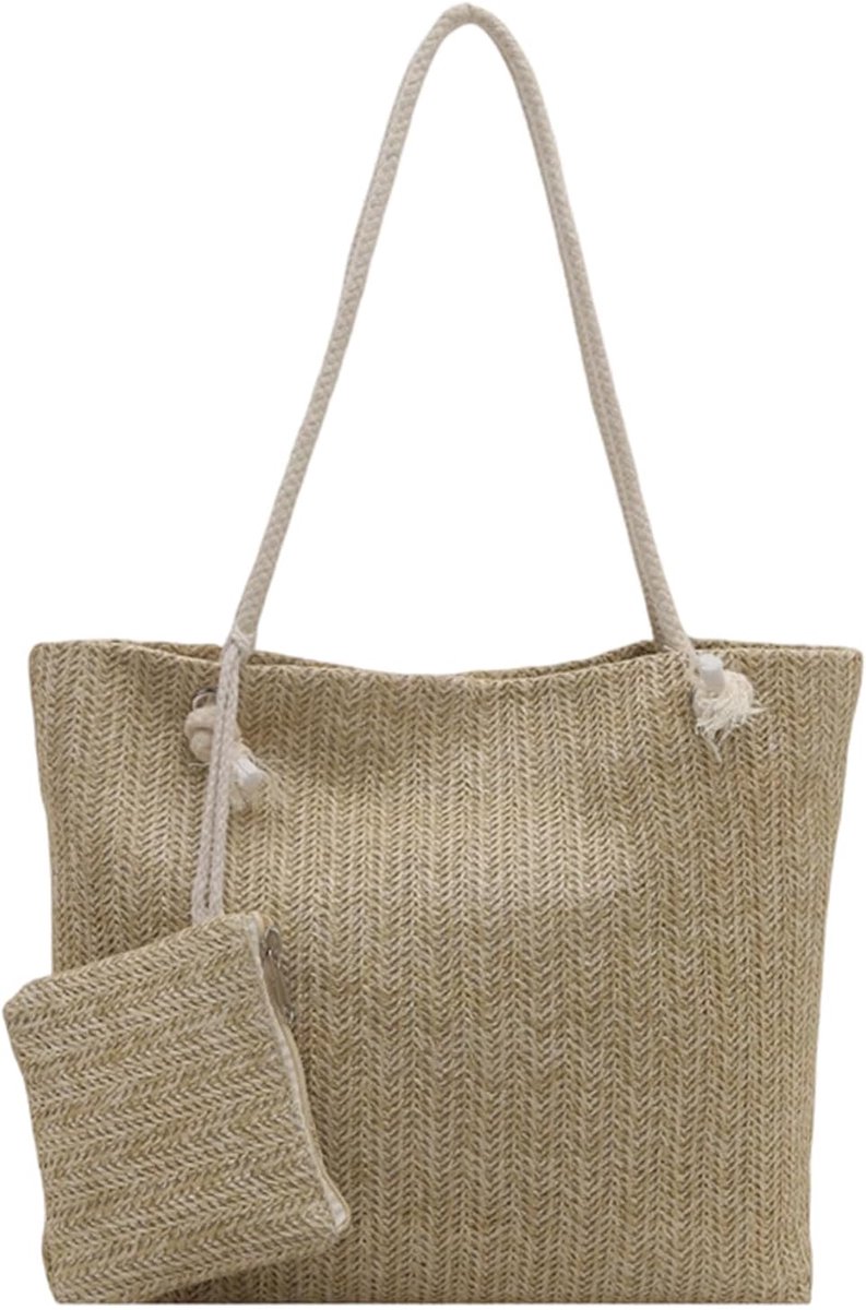 Stro schoudertas voor vrouwen - grote rotan tas - handgemaakt - ideaal voor strandvakantie - SnelShoppen
