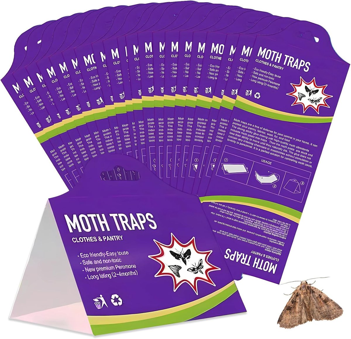 Moth traps 20 stuks - Pheromone val voor kleding - Milieuvriendelijk en geurloos - Effectieve motbestrijding - SnelShoppen