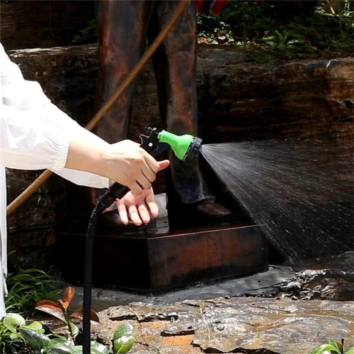 Tuinslang Kit - Uitbreidbare slang - Tuin Bewateren - Met 7 Sproeikoppen - 15 meter - Groen – foto 4