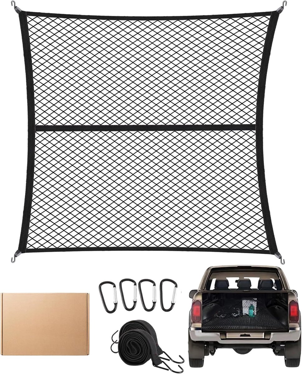 Luchtvaartnet 120 x 120 cm - Elastisch - Uitbreidbaar tot 210 x 210 cm - Ideaal voor vrachtwagens en bestelwagens - SnelShoppen