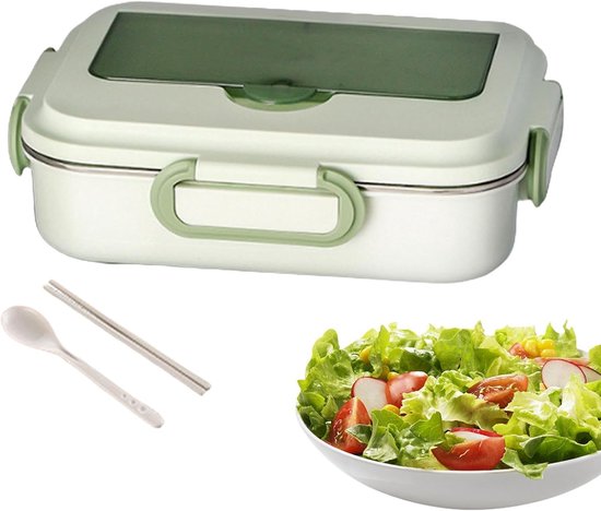 Thermos Lunchbox - Voedselcontainer Werk - Maaltijden Warm Houden - Lekvrij Met 4 Vakken - 1.5 Liter - Groen — afbeelding 5