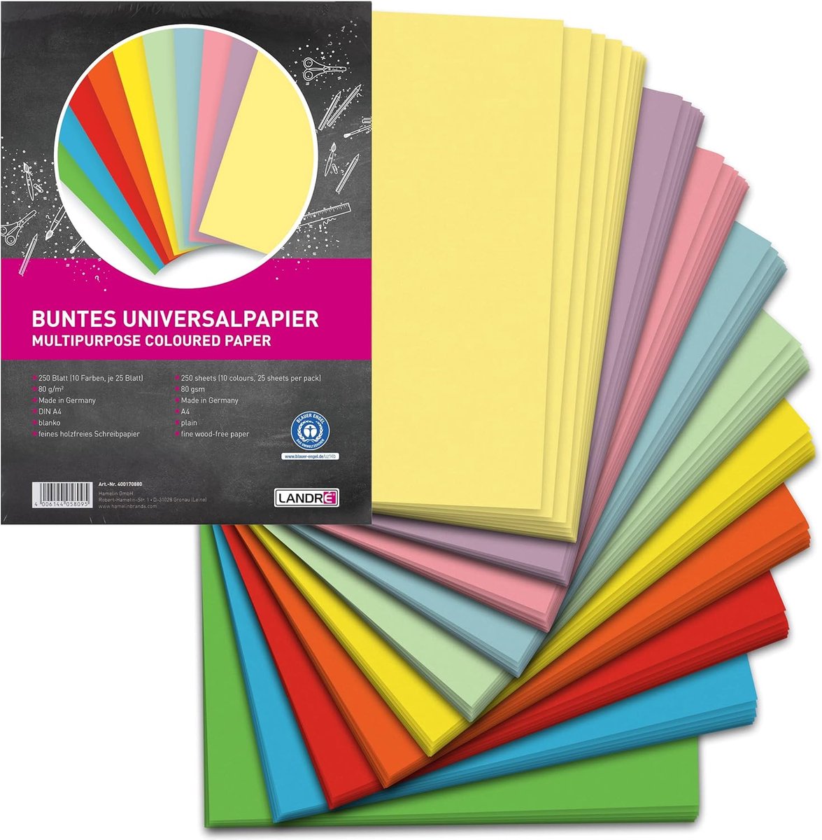 A4 kleurpapier 250 vellen - 80 g/m² - 10 kleuren - geschikt voor printers en knutselen - SnelShoppen