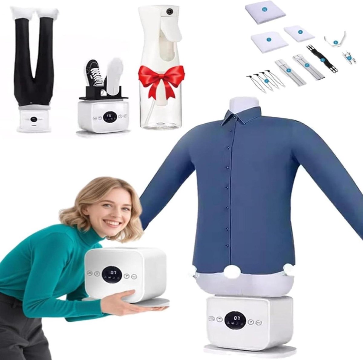 Automatische Strijkplank - Kledingstomer Droger - Snel Kleding Stomen - 4-in-1 Functie - 5-10 Minuten - Wit