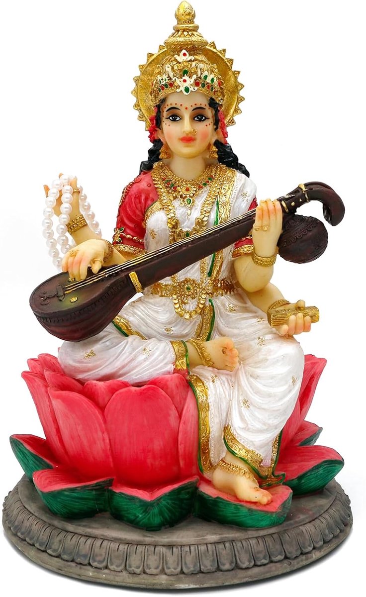 Hindu godin Saraswati beeld - 8,6 inch hoog - handgemaakt - perfect voor Diwali en pooja - SnelShoppen