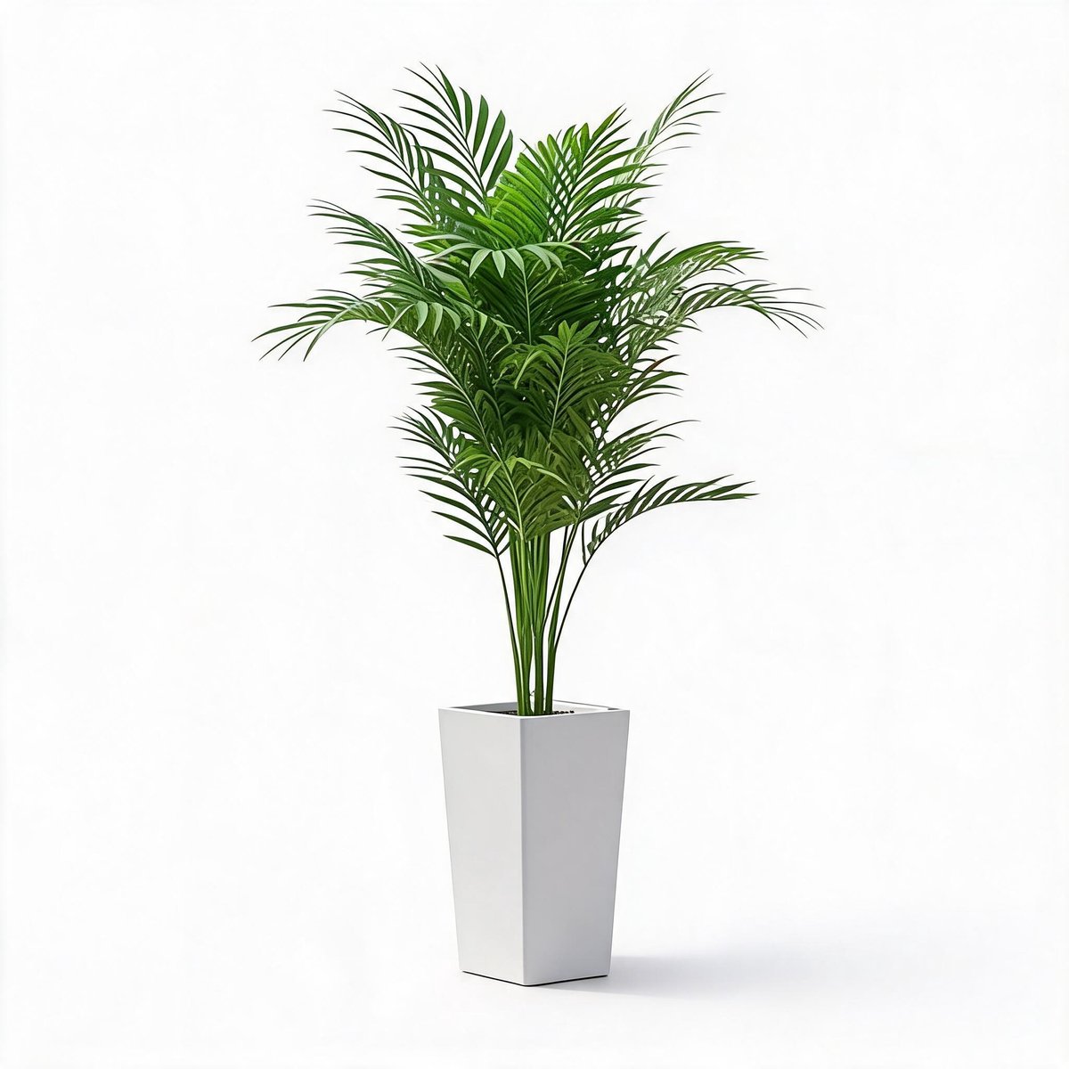 Triumpunpre - 127cm tropische kunst guifei areca palm hoge witte pot met moslaag flexibele PEVA bladeren uv-beschermd decoratieplant voor binnen en beschut buiten