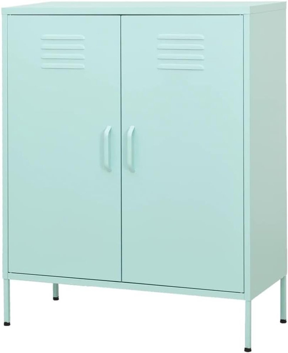 Opbergkast Staal - Buffetkast Dressoir - Ruimte Organiseren - Verstelbare Legplanken - 80 x 35 x 1015 cm - Mintgroen