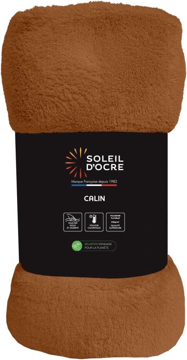 Flanellen dekbedovertrek 180 x 220 cm - Calin Terra - Effen design - Ideaal voor extra warmte - SnelShoppen