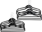 Fluwelen kledinghangers met broeklat DIVA - Zwart - Set van 10