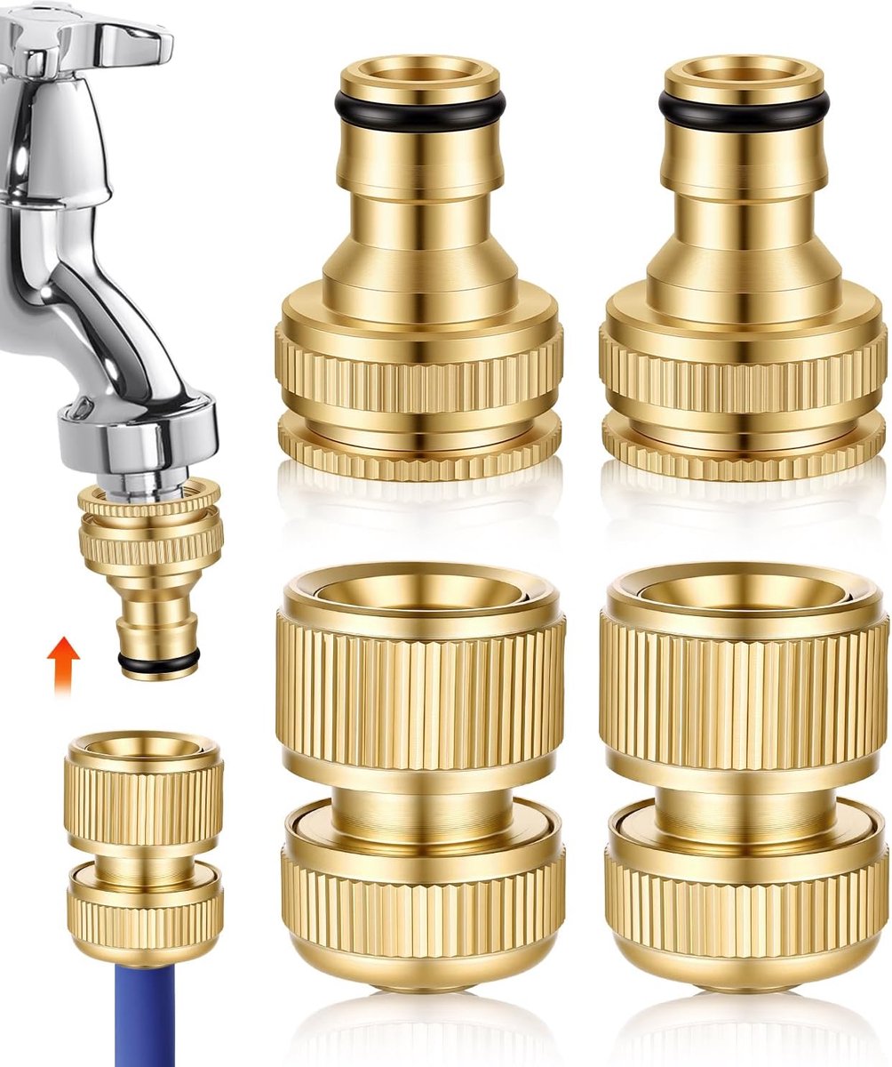 Slangkoppeling 1/2 inch - Messing 2-in-1 3/4 inch - Duurzaam en lekvrij - Ideaal voor tuinslangen - SnelShoppen