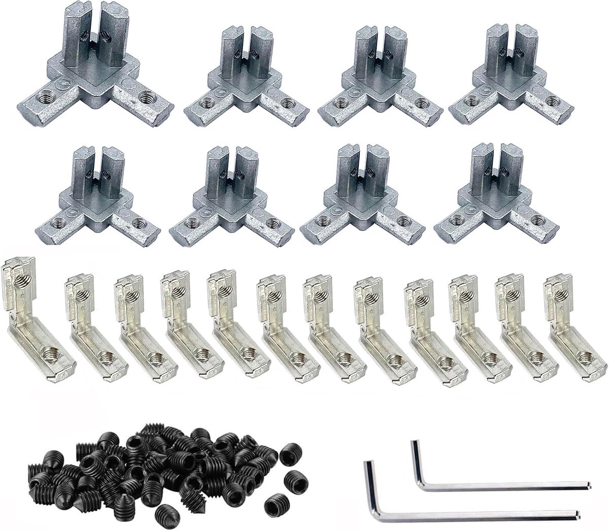Hoeksteun 3-Weg Set - Aluminium Profiel 6mm - Inclusief Schroeven en Sleutels - Sterke Versteviging - ShopVlot