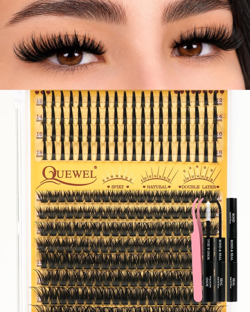 Wimperextensions set 200D - Spiky cluster wimpers - Volumineuze ooglook - Inclusief lijm en pincet - ShopVlot