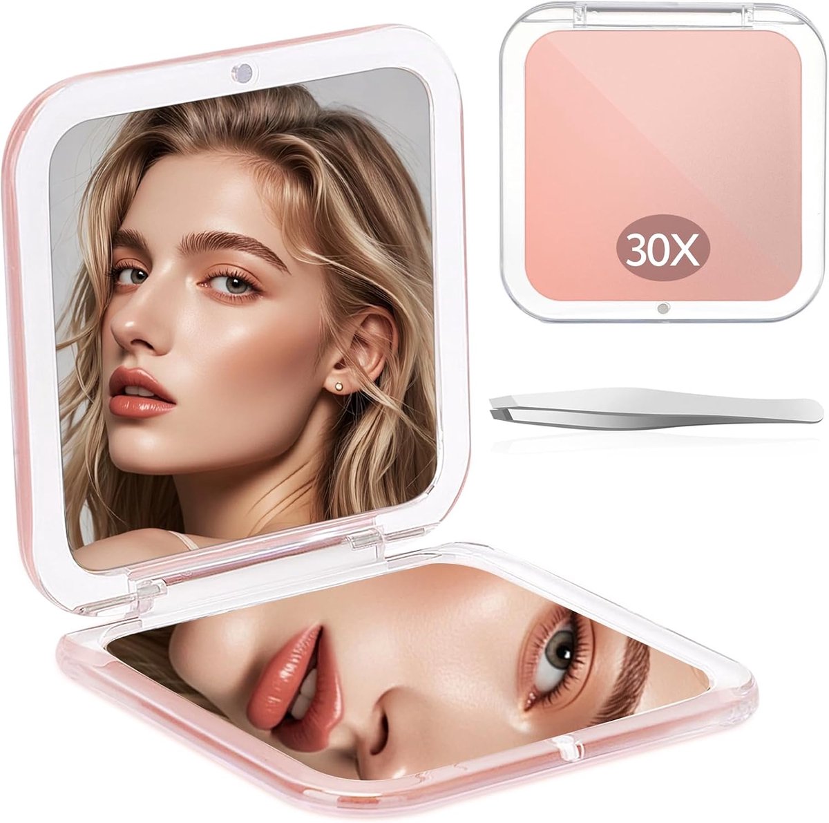 Make-up spiegel 1X/30X - dubbelzijdig - opvouwbaar - perfect voor onderweg - ShopVlot
