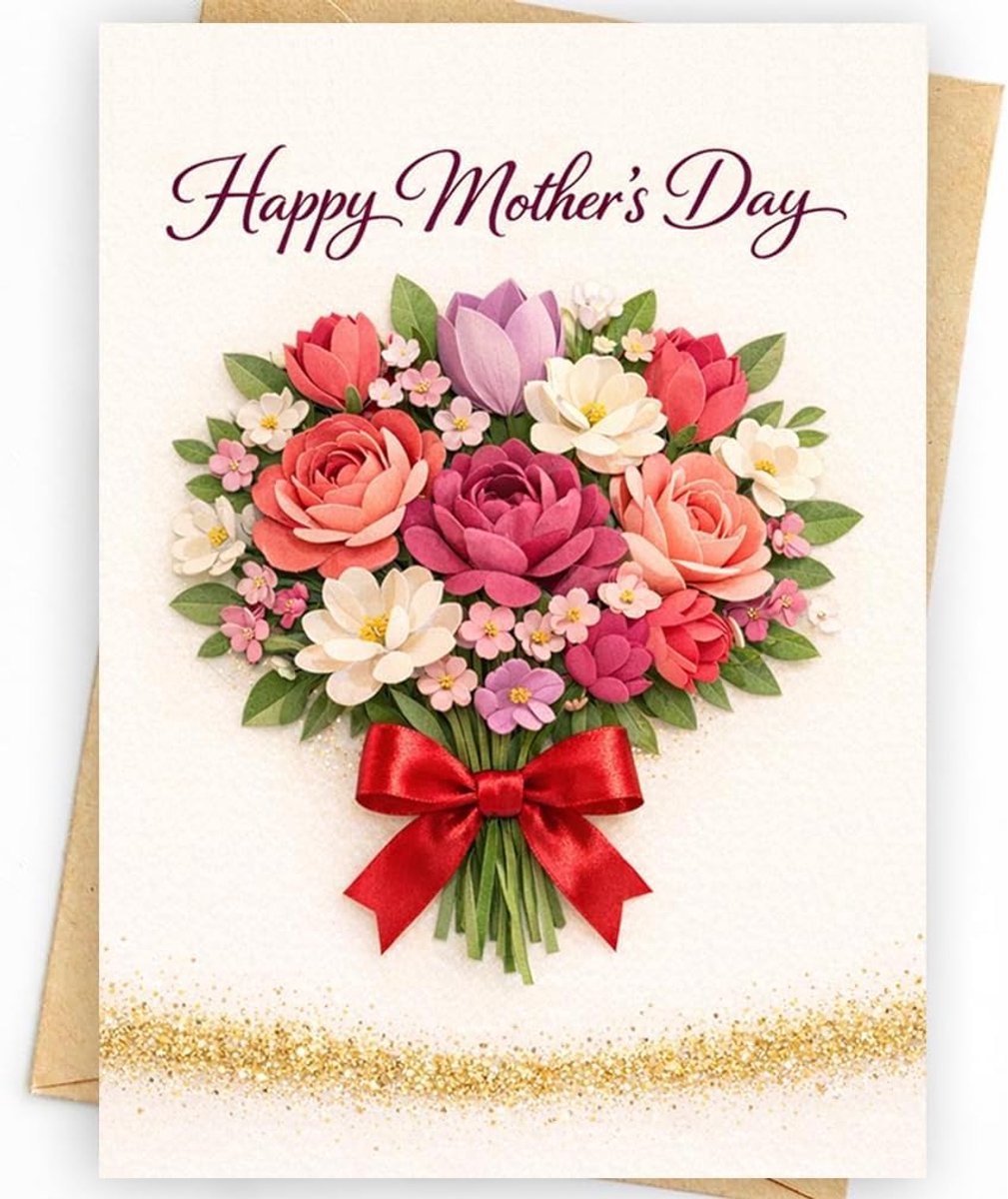 Moederdagkaart elegant bloemendesign - inclusief envelop - premium kwaliteit - persoonlijke groet voor mama - ShopVlot