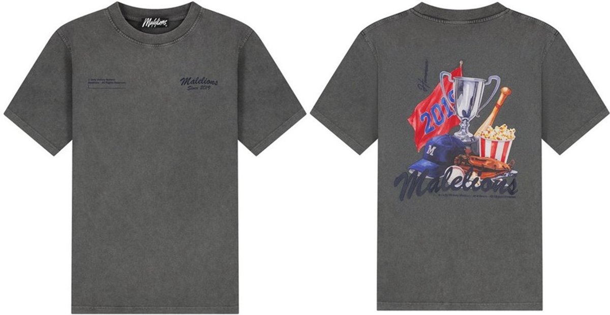 Malelions Men Homerun t-shirt Acid wash