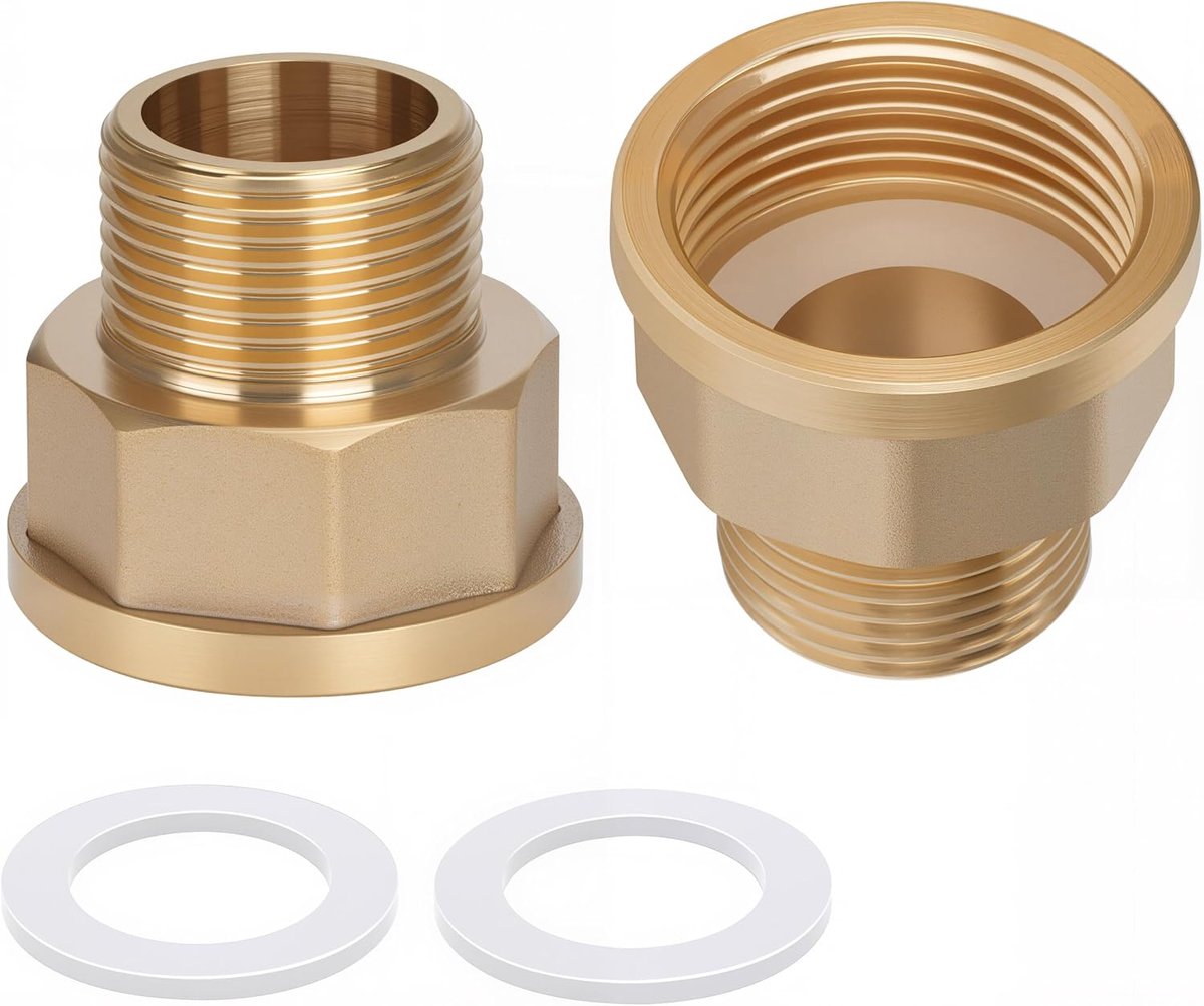 Reducer 1 inch naar 3/4 inch - messing - 2 stuks - geschikt voor drinkwater en sproeisystemen - ShopVlot