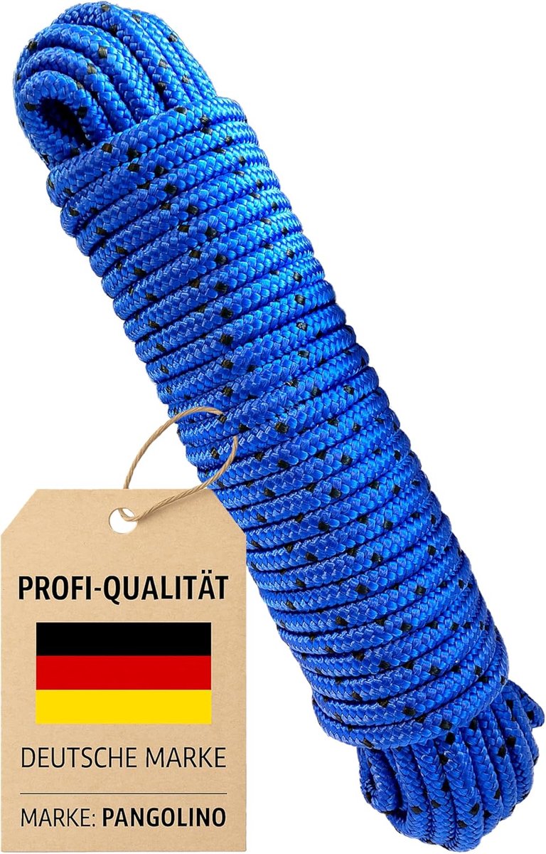 Touw 8 mm 20 m - polypropyleen - blauwe/ zwarte kleur - ideaal voor buitengebruik - ShopVlot