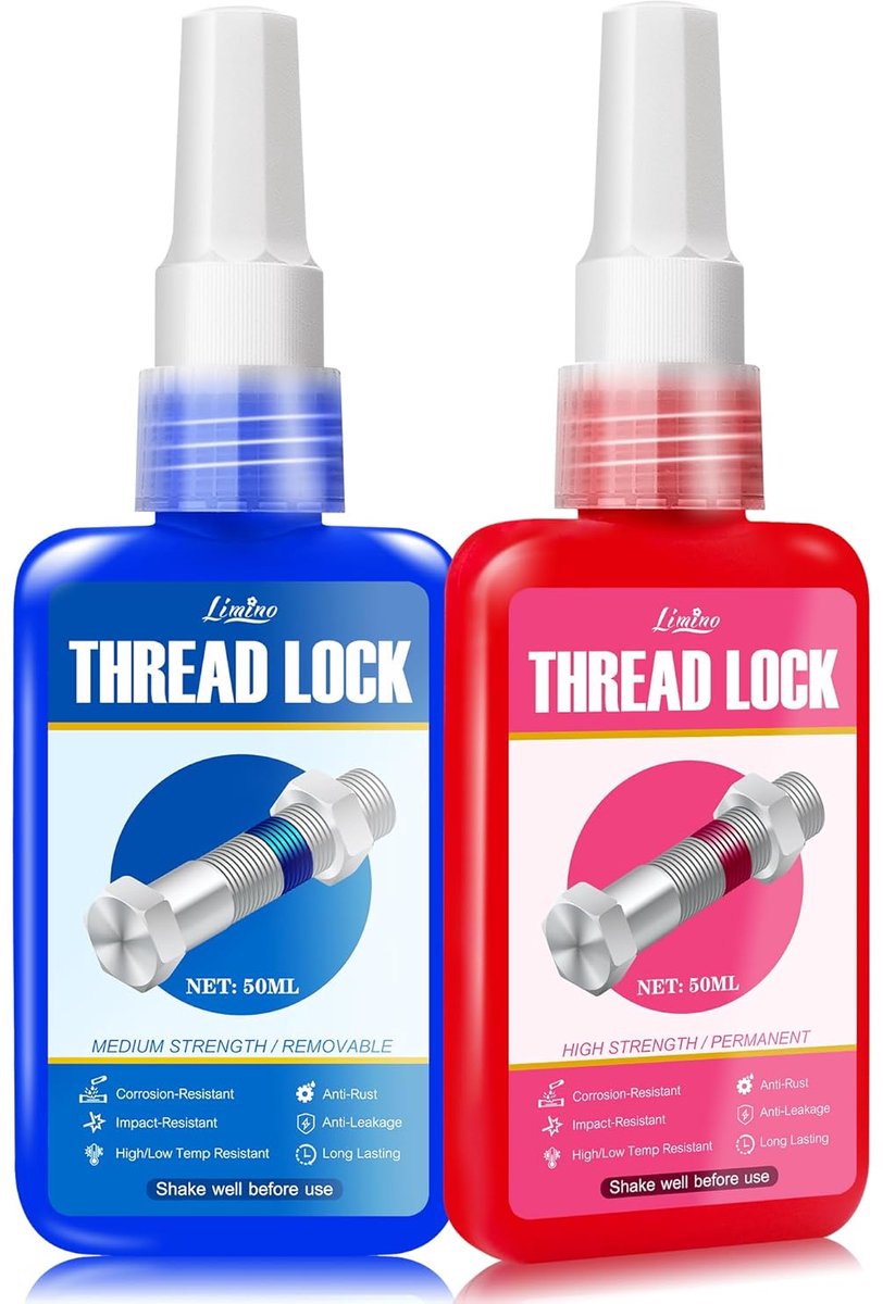 Draadlock 50 ml + 50 ml - Medium en Hoge Sterkte Schroeflijm - Voorkomt Loslaten - Ideaal voor Bevestigingen - ShopVlot