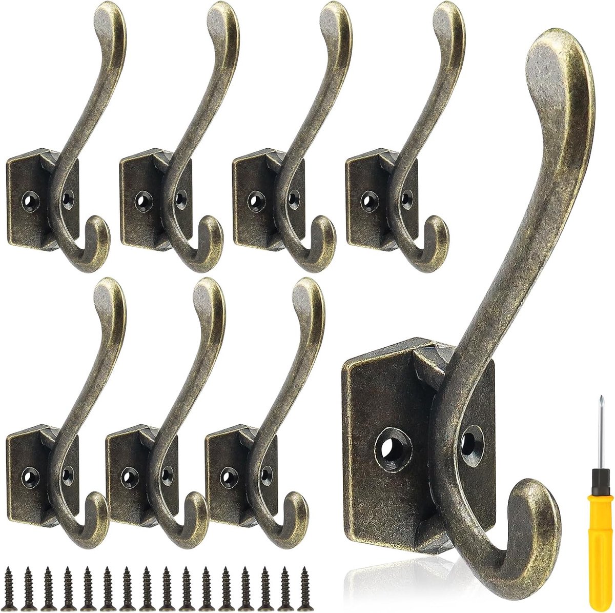 Kledinghaken 8 Stuks Vintage - Zinklegering - Dubbel Laag - Sterk en Duurzaam - ShopVlot