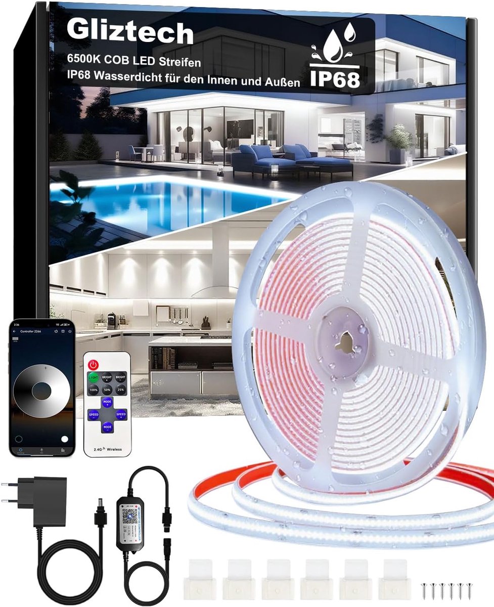 LED strip 7M IP68 waterproof - 24V warm white - zelfklevend voor buiten - perfect voor tuin en terras - ShopVlot