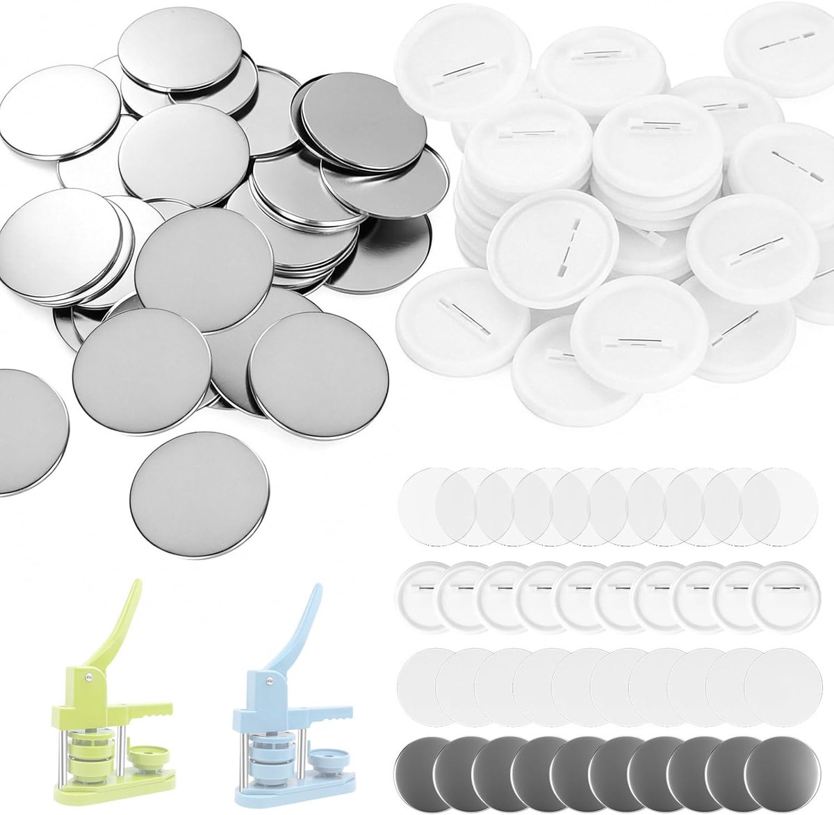 58 mm blanco badge set - 100 stuks inclusief metalen deksel - maak 50 gepersonaliseerde badges - ShopVlot