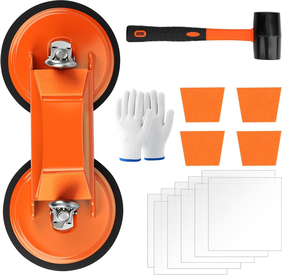 Reparatiegereedschap laminaatvloeren - dubbele zuignap 12,3 cm - rubberen hamer en anti-slip pads - veilig en efficiënt - ShopVlot