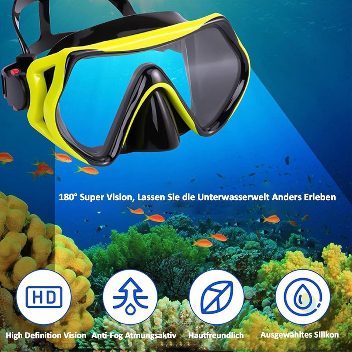 Snorkelduikbril Volwassenen - Anti-fog Tempered Glass - Waterdicht en Anti-lek - Helder zicht onder water - ShopVlot