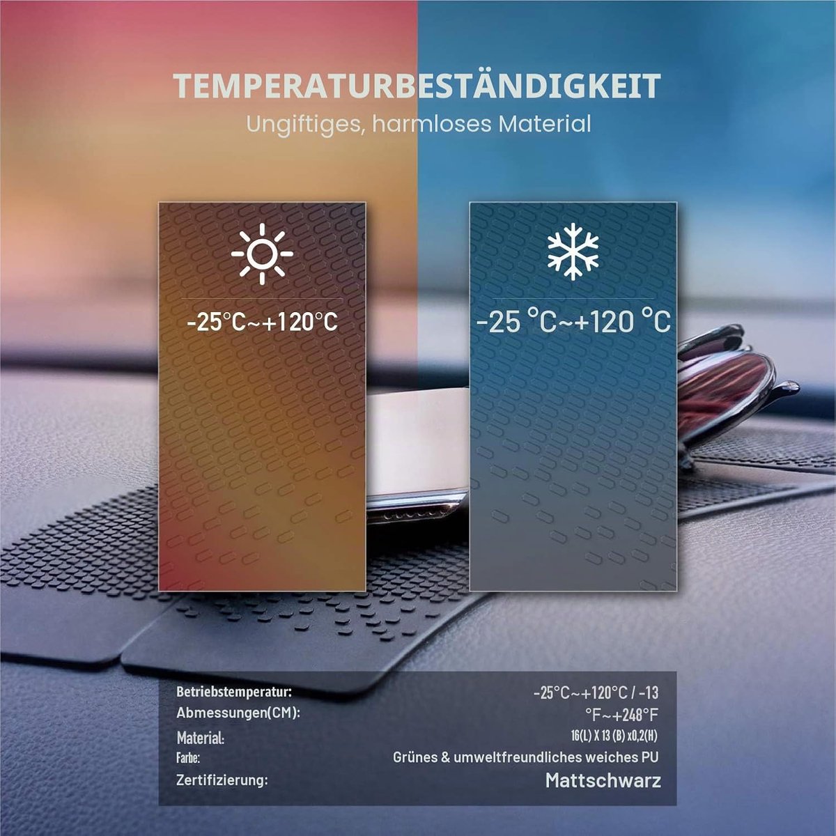 Dashboardmat non-slip 16 x 7 cm - Set van 4 - Stabiliteit zonder lijm - Ideaal voor mobiele telefoons en sleutels - ShopVlot