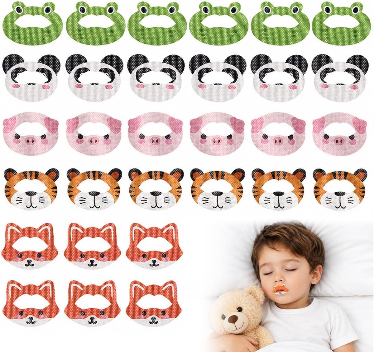 Mondbanden voor kinderen 30 stuks - schattig dierenpatroon - hypoallergeen - bevorder neusademhaling - ShopVlot