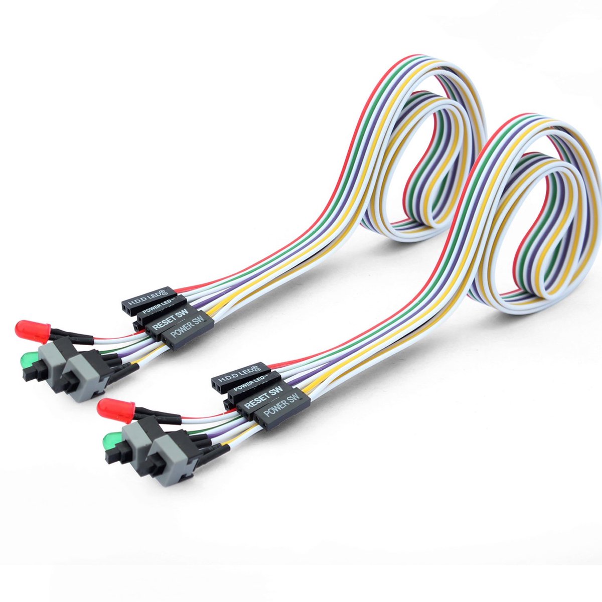 PC power switch reset kabel 65cm - 2 stuks - LED aansluiting - vervanging voor oude schakelaar - ShopVlot