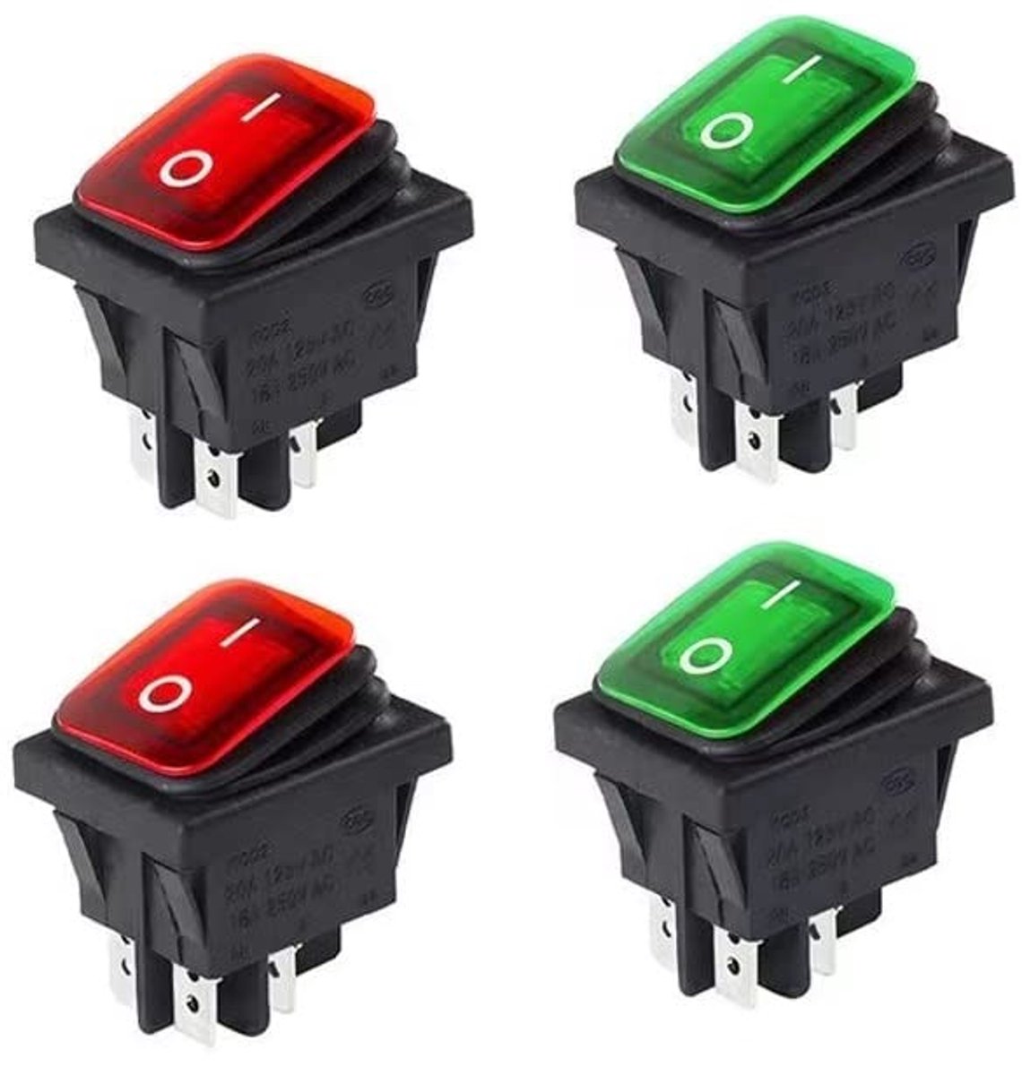 Rocker switch 220V AC DPST 4 pin - 2 posities On/Off - LED verlicht - waterdicht en duurzaam - ShopVlot