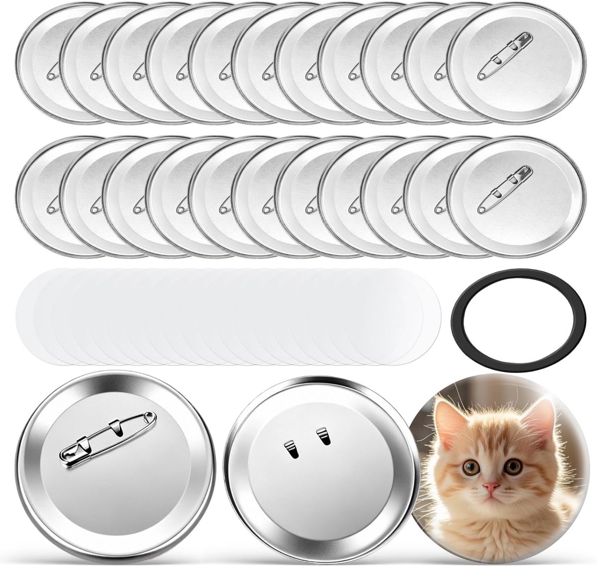Buttons 58 mm - blanco set van 100 - met transparante folie - zelf buttons maken - ShopVlot