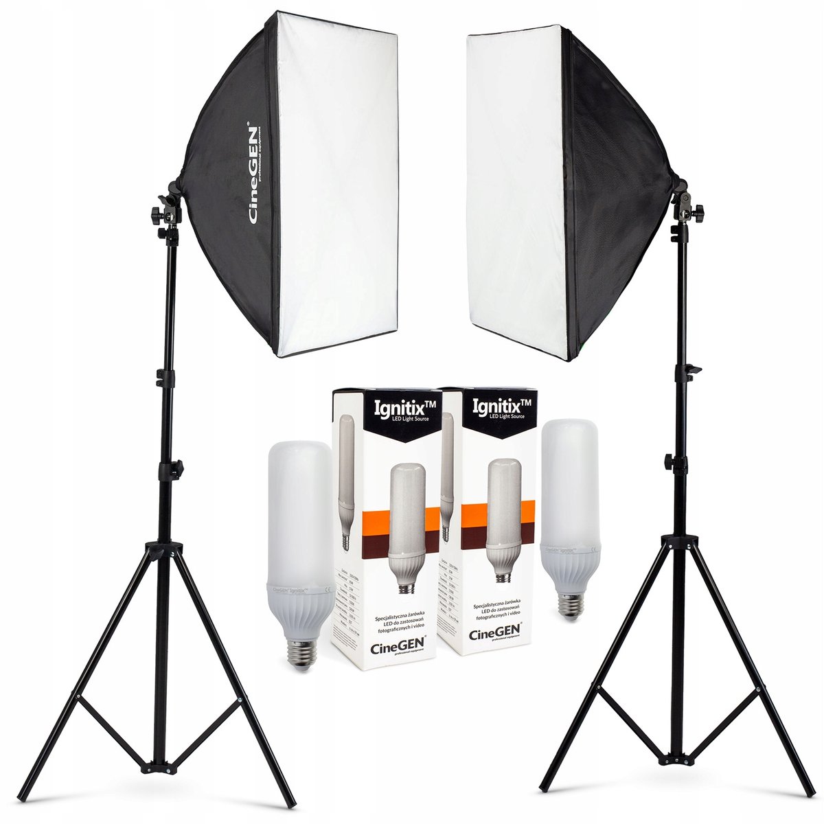 LED softbox verlichtingsset 60x40cm 125W 200cm statief