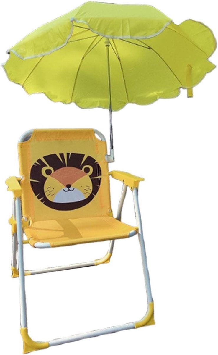 Parasol Stoel - Strandstoel Kinderen - Buiten Zitten - Inclusief Parasol - 50x38 cm - Leeuw